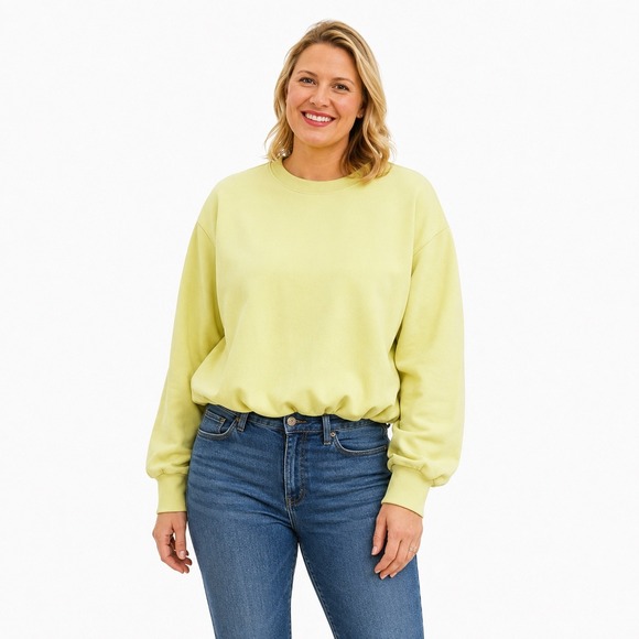 Universal Thread Tops - Universal Thread Sweatshirt Women XL Bright Lemon Lime Crewneck Bubble Hem